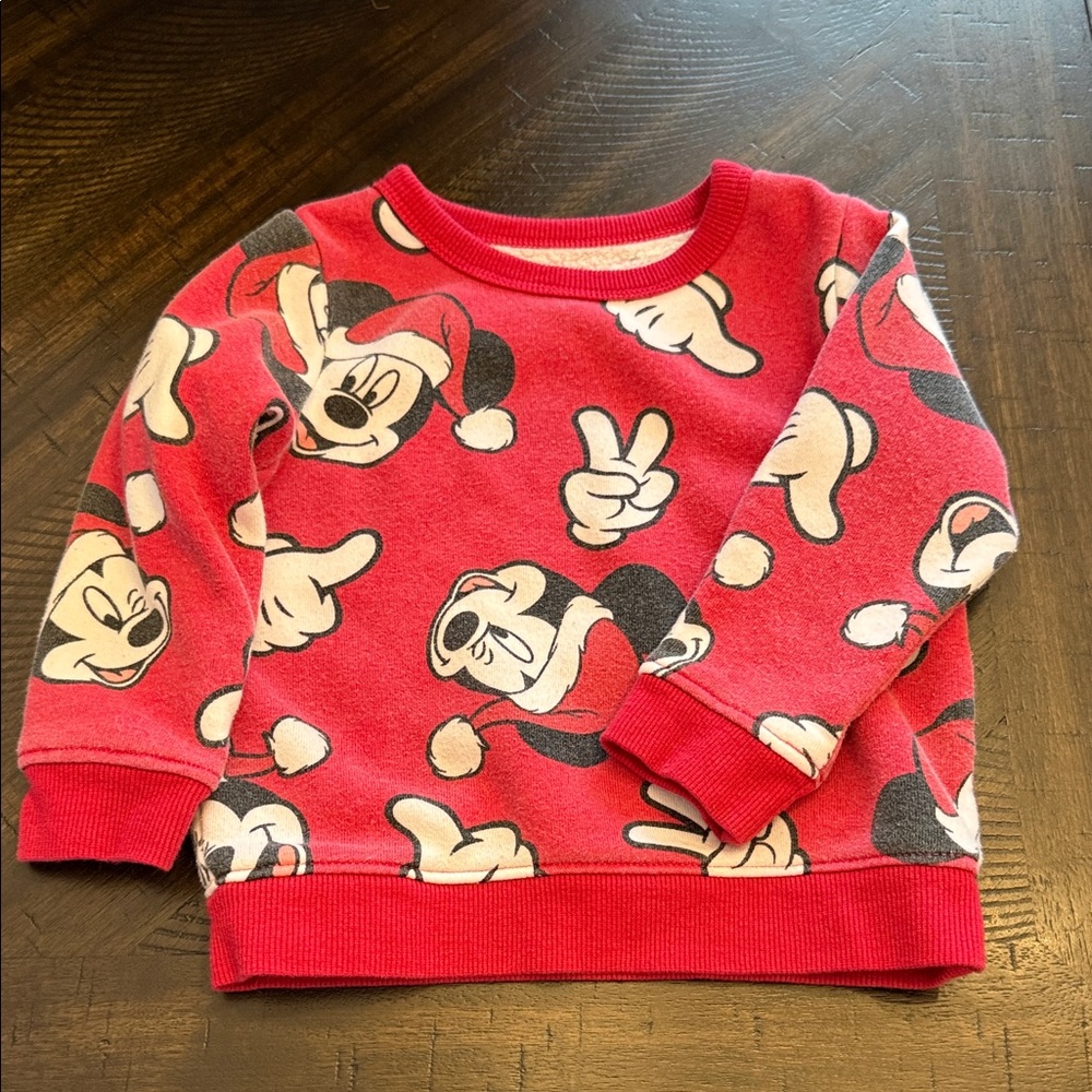 Disney Red Mickey Mouse Holiday Sweatshirt - 18 months